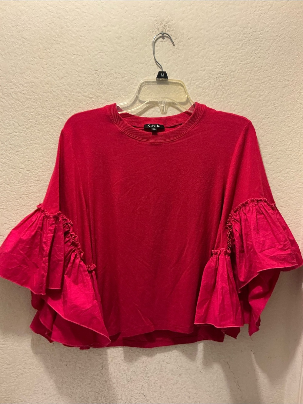 C+D+M Women's Ruffled Sleeve Top - Hot Pink